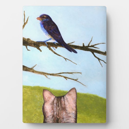 Tabby Cats Sprechen mit Vögeln Fotoplatte (Vorderseite)