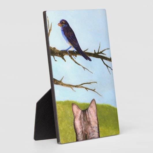 Tabby Cats Sprechen mit Vögeln Fotoplatte (Seite)