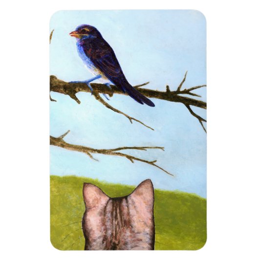 Tabby Cats Sprechen mit Vögeln Magnet (Vertikal)