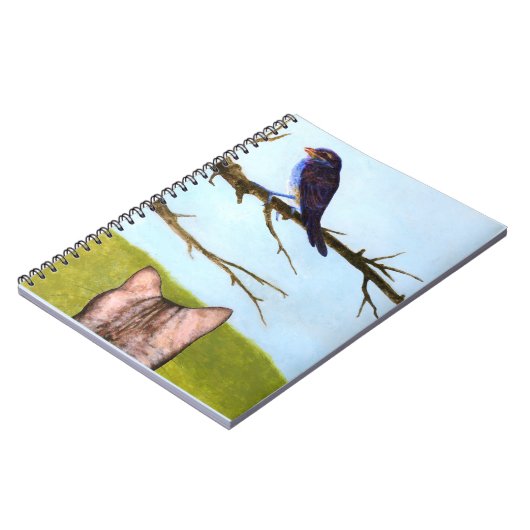 Tabby Cats Sprechen mit Vögeln Notizblock (Linke Seite)