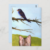 Tabby Cats Sprechen mit Vögeln Postkarte (Vorne/Hinten)