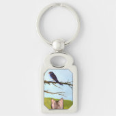 Tabby Cats Sprechen mit Vögeln Schlüsselanhänger (Vorderseite)