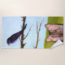 Tabby Cats Sprechen mit Vögeln Strandtuch