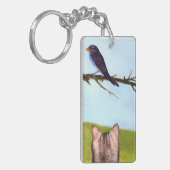 Tabby Cats Talk to Birds Schlüsselanhänger (Vorderseite links)