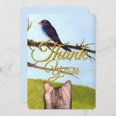 Tabby Cats Talk to Birds Thank You Card Dankeskarte (Vorne/Hinten)