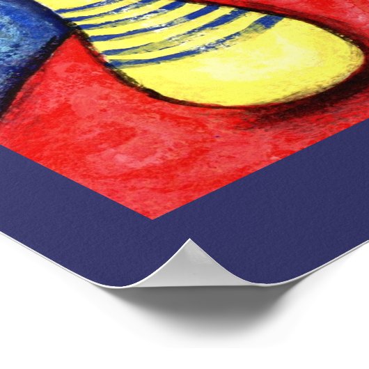 Tabby Chat mit Rose Art Print Poster (Ecke)