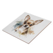 Tabby Chihuahua Hund, Haustier Watercolor Fliese (Seite)