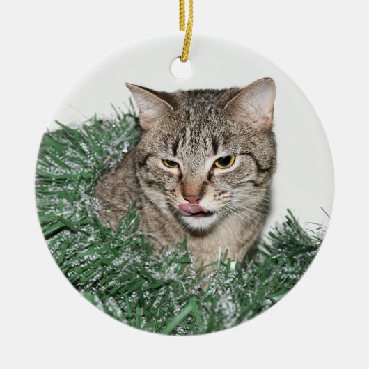 Tabby Christmas Keramikornament (Vorne)