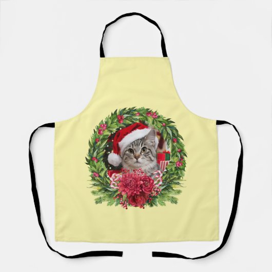 Tabby Christmas Wreath Apron Schürze (Vorderseite)