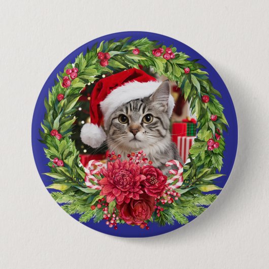 Tabby Christmas Wreath Button (Vorderseite)