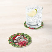 Tabby Christmas Wreath Coaster Runder Pappuntersetzer (Vor Ort)