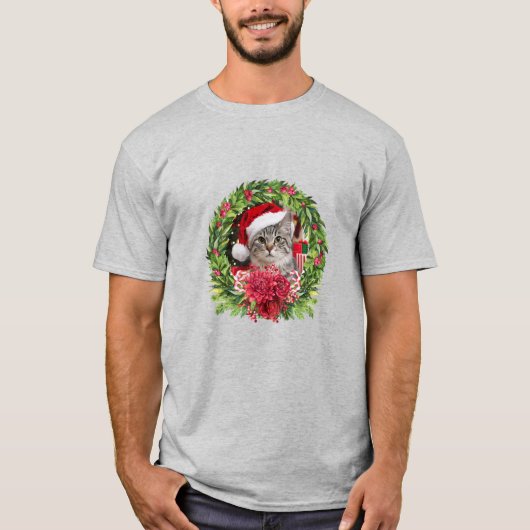 Tabby Christmas Wreath T-Shirt (Vorderseite)