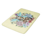 Tabby Fairy Cat Mushroom Floral Badematte (Schrägansicht)