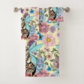 Tabby Fairy Cat Mushroom Floral Badhandtuch Set (Insitu)