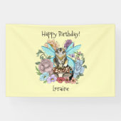 Tabby Fairy Cat Mushroom Floral Banner (Horizontal)