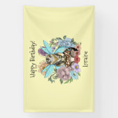 Tabby Fairy Cat Mushroom Floral Banner (Vertikal)