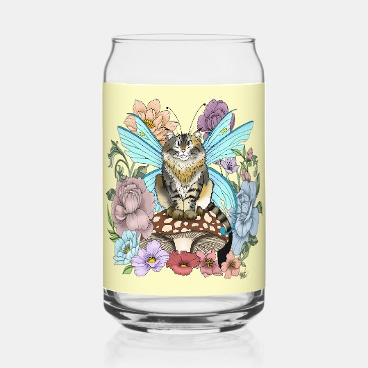 Tabby Fairy Cat Mushroom Floral Dosenglas (Rückseite)