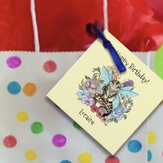 Tabby Fairy Cat Mushroom Floral Geschenkanhänger