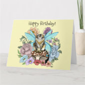 Tabby Fairy Cat Mushroom Floral Karte (Vorderseite)
