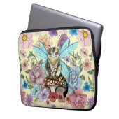 Tabby Fairy Cat Mushroom Floral Laptopschutzhülle (Vorderseite Links)