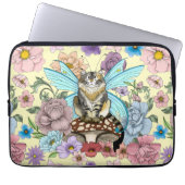 Tabby Fairy Cat Mushroom Floral Laptopschutzhülle (Vorderseite)