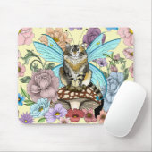 Tabby Fairy Cat Mushroom Floral Mousepad (Mit Mouse)