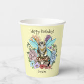 Tabby Fairy Cat Mushroom Floral Pappbecher (Rückseite)