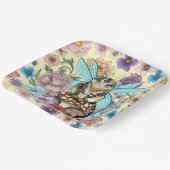 Tabby Fairy Cat Mushroom Floral Pappteller (Gewinkelt)