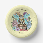 Tabby Fairy Cat Mushroom Floral Pappteller (Vorderseite)