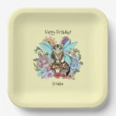 Tabby Fairy Cat Mushroom Floral Pappteller (Vorderseite)