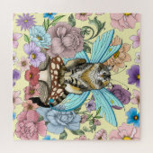 Tabby Fairy Cat Mushroom Floral Puzzle (Horizontal)