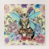 Tabby Fairy Cat Mushroom Floral Puzzle (Vertikal)