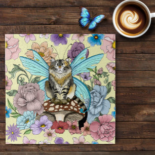 Tabby Fairy Cat Mushroom Floral Puzzle
