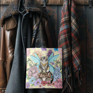 Tabby Fairy Cat Mushroom Floral Tasche