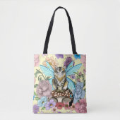 Tabby Fairy Cat Mushroom Floral Tasche (Vorderseite)