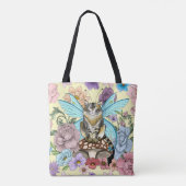 Tabby Fairy Cat Mushroom Floral Tasche (Rückseite)