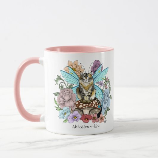 Tabby Fairy Cat Mushroom Floral Tasse (Links)