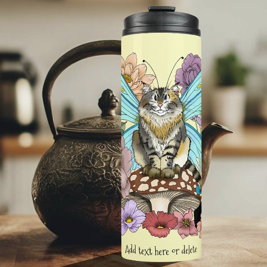 Tabby Fairy Cat Mushroom Floral Thermosbecher