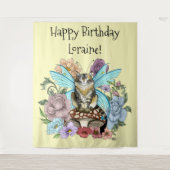 Tabby Fairy Cat Mushroom Floral Wandteppich (Vorderseite)