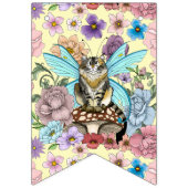 Tabby Fairy Cat Mushroom Floral Wimpelkette (Erste Fahne)