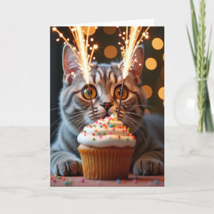 Tabby Geburtstags-Sparkler-Karte Karte