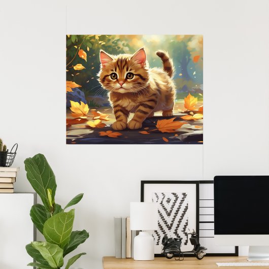 *~* Tabby Herbstlaube Kitten 5:4 Kitty Cat AP68 Poster (Heimbüro)