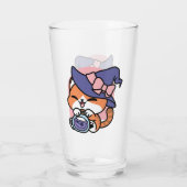 Tabby Hexenbrauen – Süßes Halloween-Katzendesign Glas (Rückseite)