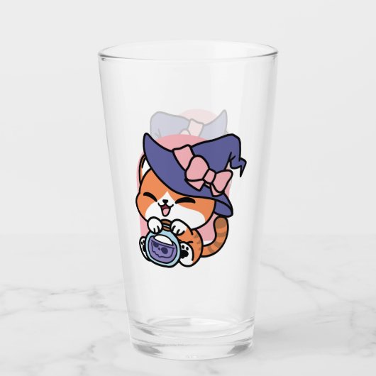 Tabby Hexenbrauen – Süßes Halloween-Katzendesign Glas (Vorderseite)