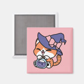 Tabby Hexenbrauen – Süßes Halloween-Katzendesign Magnet (Vorderseite/Rückseite)