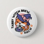 Tabby Hexentrank – Süßes Halloween-Katzendesign Button (Vorderseite)