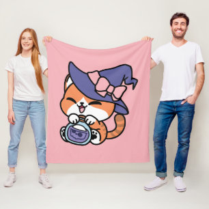 Tabby Hexentrank – Süßes Halloween-Katzendesign Fleecedecke