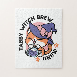 Tabby Hexentrank – Süßes Halloween-Katzendesign Puzzle