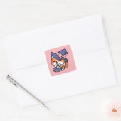Tabby Hexentrank – Süßes Halloween-Katzendesign Quadratischer Aufkleber (Umschlag)