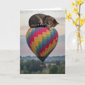Tabby Hot Air Ballon Karte (Gelbe Blume)